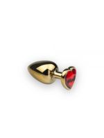 Красива анальна пробка Gold Heart Ruby із кристалом у вигляді серця M