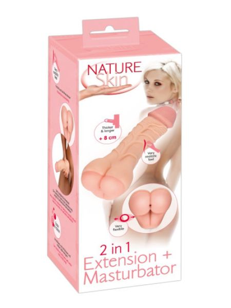 Мастурбатор-насадка 2 IN 1 Nature Skin Extension + Masturbator (Анал)