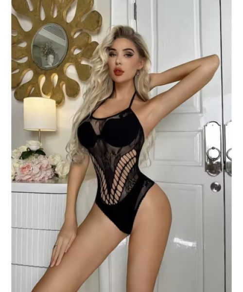 Боді Cindy сітка з візерунком троянди, розмір S/L black (без доступу)