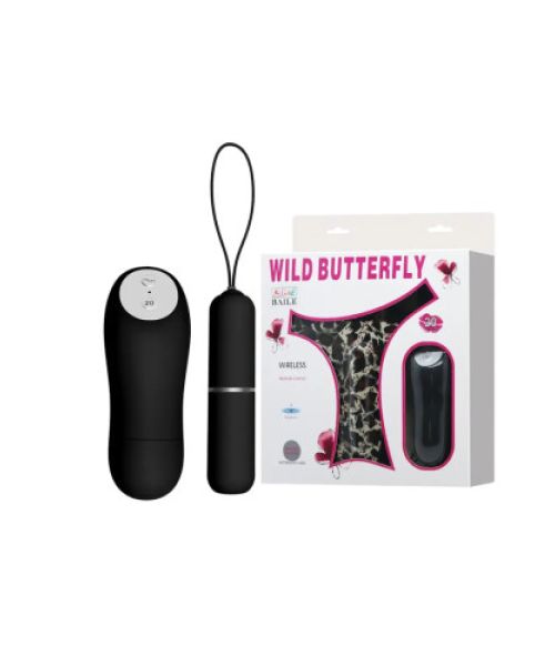 Вібростимулятор клітора з пультом д/в та стрінгами Wild Butterfly