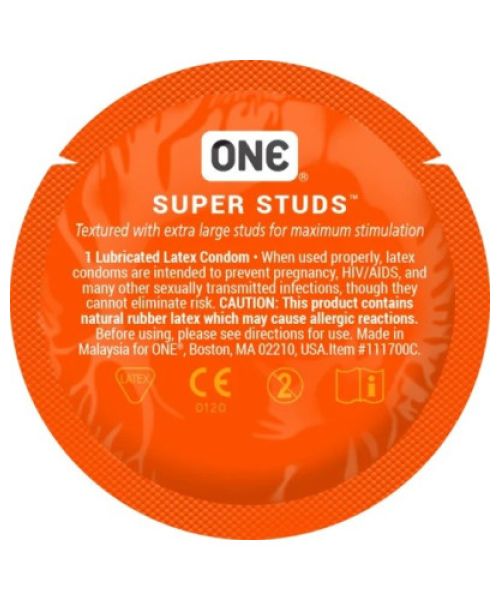 Презервативи ONE Super Studs (точкові) (по 1 шт) (упаковка може відрізнятися кольором та малюнком)