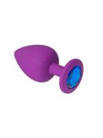 Силіконова анальна пробка із синім кристалом Purple Silicone Sapphire, M