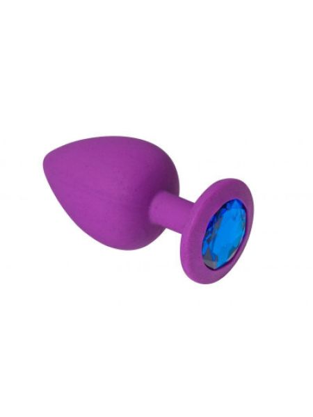 Силіконова анальна пробка із синім кристалом Purple Silicone Sapphire, M