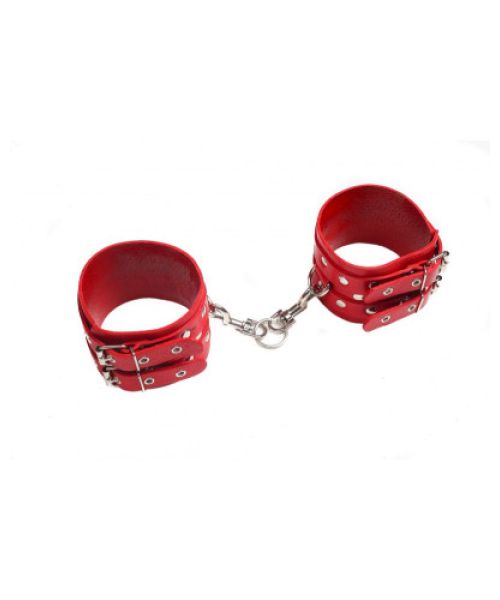 Окови Leather Double Fix Leg Cuffs, Red