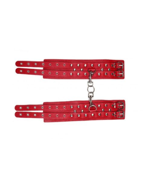 Окови Leather Double Fix Leg Cuffs, Red