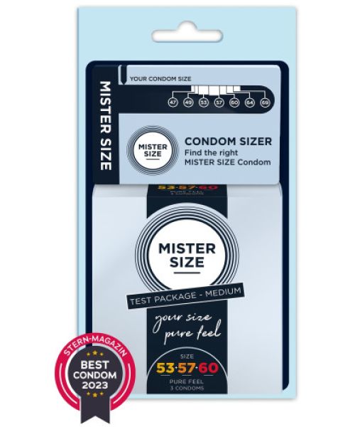 Презервативи Mister Size Test Package Medium-3 різних розмірів 53 мм - 57 мм - 60 мм