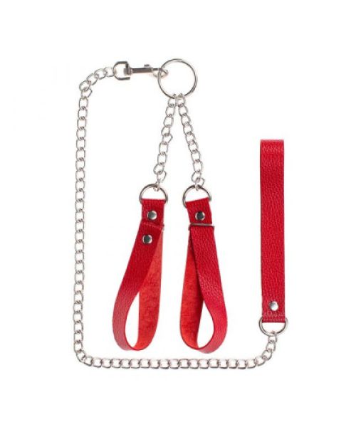 Наручники з повідцем Gentle Hold, Red