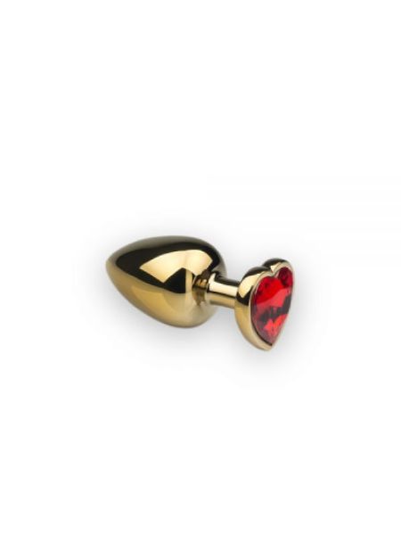 Красива анальна пробка Gold Heart Ruby із кристалом у вигляді серця M Красива анальна пробка Gold Heart Ruby із кристалом у вигляді серця M