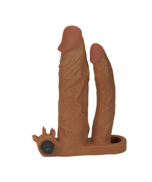 Насадка подвійна Add 2" Vibrating Double Penis Sleeve, Brown