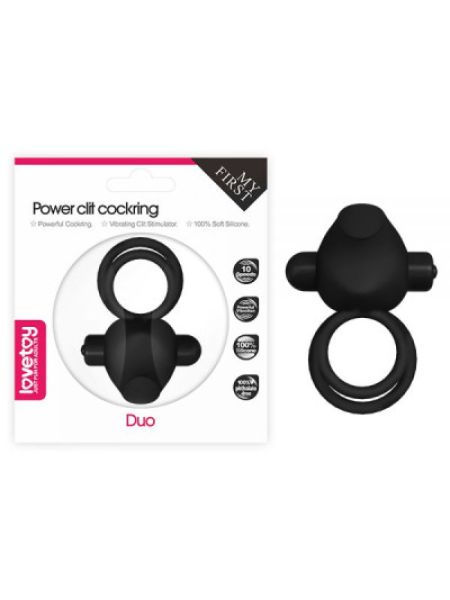 Ерекційне віброкільце Power Clit Cockring, Black