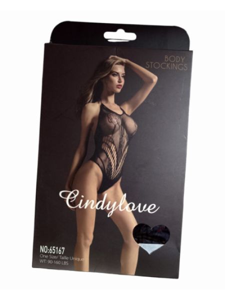 Боді Cindy сітка з візерунком троянди, розмір S/L black (без доступу)
