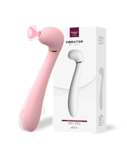 Вібромасажер вакуум та вібрація "Desirable wand", 10 режимів, колір рожевий