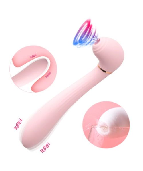 Вібромасажер вакуум та вібрація "Desirable wand", 10 режимів, колір рожевий