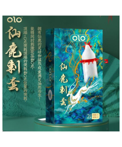Презерватив OLO з вусиками + кулька "Fairy deer Spiny condom" (1 презератив + 1 кулька)