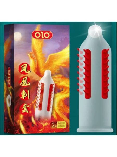 Презерватив OLO з вусиками + кулька "Phoenix Spiny condom" (1 презератив + 1 кулька)