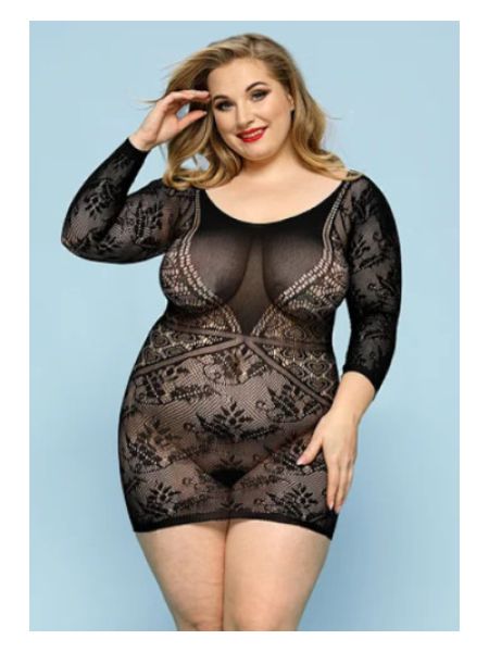 Еротична сукня сітка бодістокінг з рукавами XL/XXL