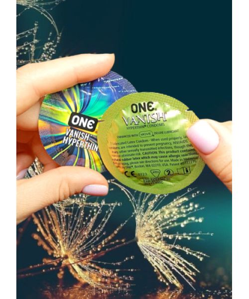 Презервативи ONE VANISH Hyperthin (гіпертонкі) (по 1 шт) (упаковка може відрізнятися кольором та малюнком)