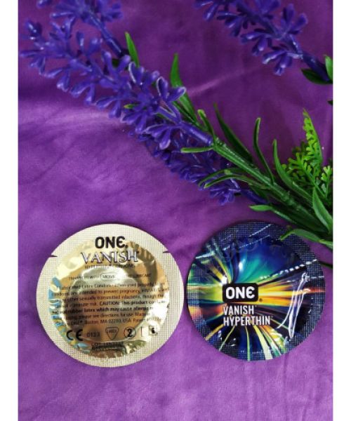 Презервативи ONE VANISH Hyperthin (гіпертонкі) (по 1 шт) (упаковка може відрізнятися кольором та малюнком)