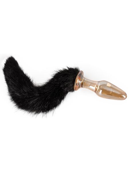 Анальна пробка з хвостиком Glass Plug with Tail