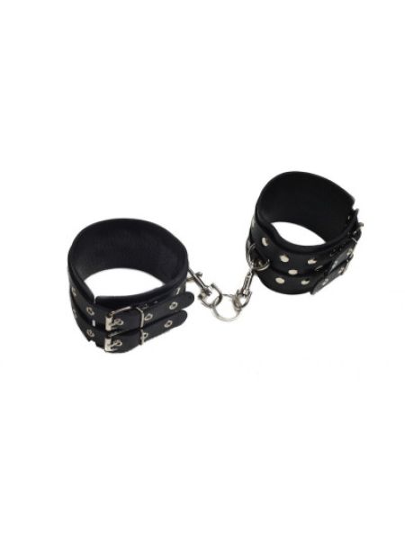 Окови Leather Double Fix Leg Cuffs, Black шкіра Окови Leather Double Fix Leg Cuffs, Black шкіра