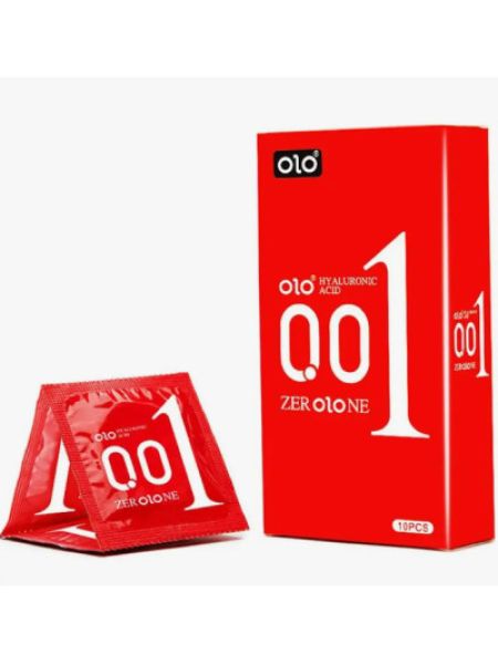 Презервативи OLO Zero One ультратонкі з гіалуроновим мастилом та збуджуючим ефектом (упаковка 10 шт)