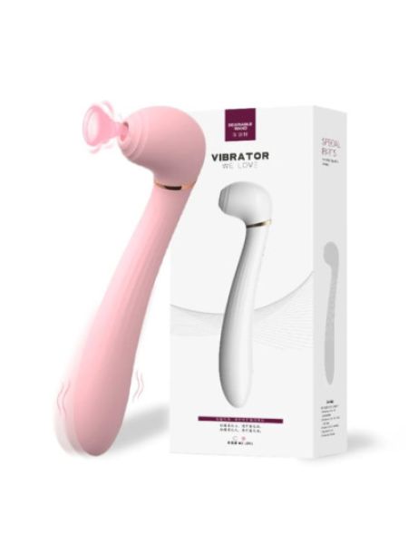Вібромасажер вакуум та вібрація "Desirable wand", 10 режимів, колір рожевий