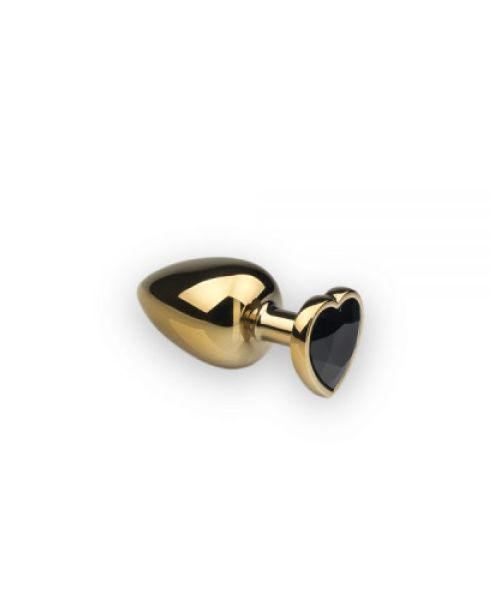 Анальна пробка із серцем Gold Heart Black Diamond, M