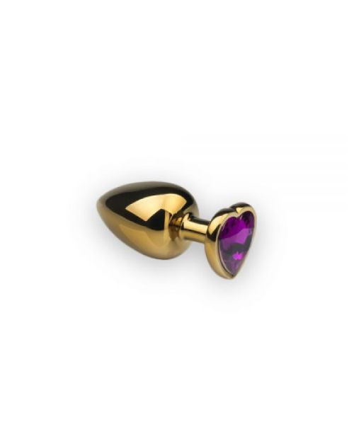 Золота анальна пробка з кристалом Gold Heart Amethyst, M