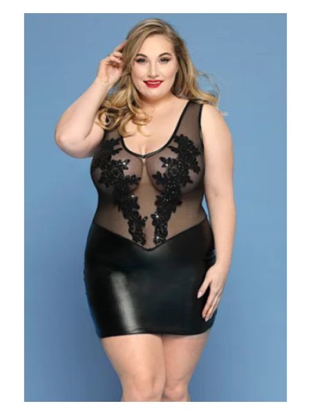 Сукня з напівпрозорим верхом та вишивкою XL/XXL