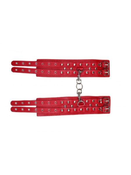 Окови Leather Double Fix Leg Cuffs, Red