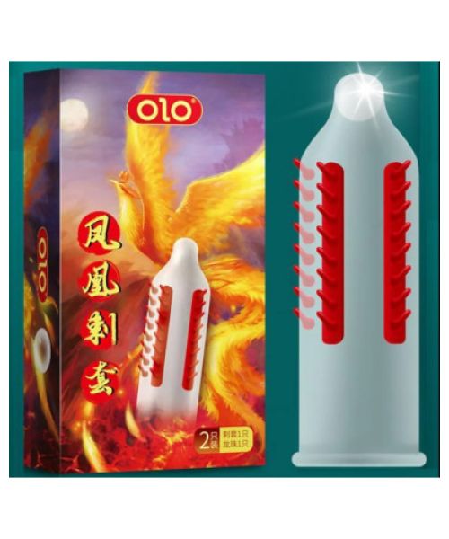 Презерватив OLO з вусиками + кулька "Phoenix Spiny condom" (1 презератив + 1 кулька)
