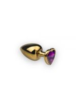 Золота анальна пробка з кристалом Gold Heart Amethyst, M