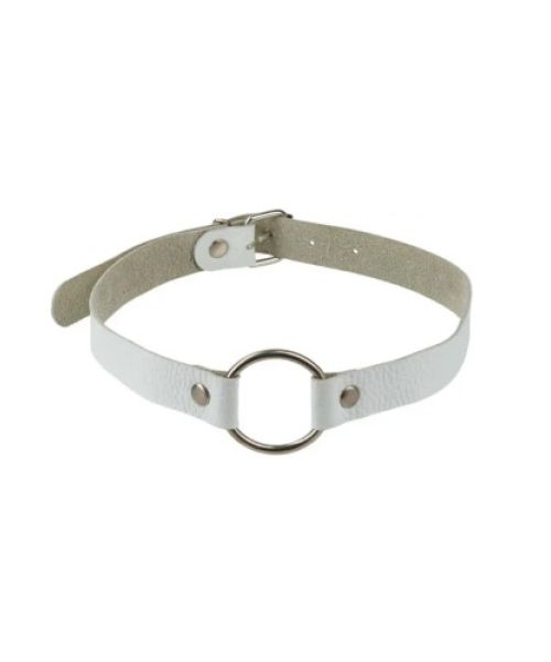 Кляп Leather O-Ring Gag, White