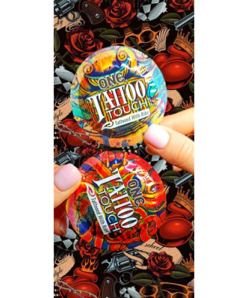 Презервативи ONE Tattoo Touch (рельєфний малюнок) (по 1 шт) (упак. може відрізнятися кольор. та рис.)