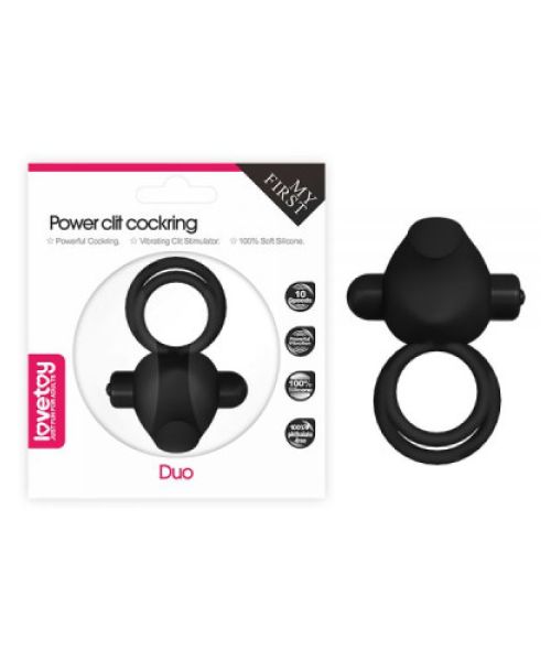Ерекційне віброкільце Power Clit Cockring, Black