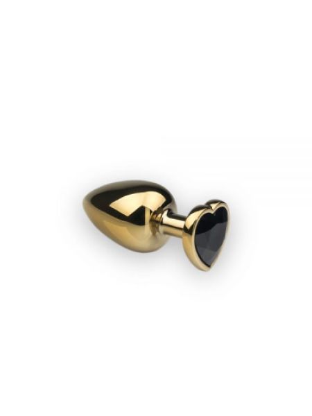 Анальна пробка із серцем Gold Heart Black Diamond, M