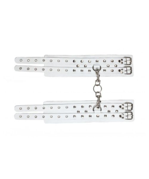 Окови Leather Double Fix Leg Cuffs, White