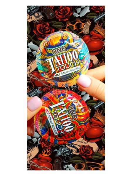 Презервативи ONE Tattoo Touch (рельєфний малюнок) (по 1 шт) (упак. може відрізнятися кольор. та рис.)