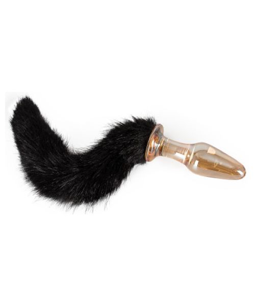 Анальна пробка з хвостиком Glass Plug with Tail