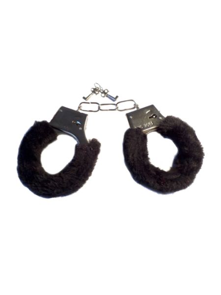 Наручники Metal Handcuff з хутряним оздобленням, чорні