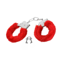 Наручники Metal Handcuff з хутряним оздобленням, червоні