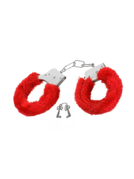 Наручники Metal Handcuff з хутряним оздобленням, червоні