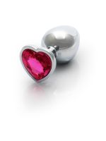 Металлическая анальная пробка  Heart Gem, размер M  цвет: серебристый/розовый  Ouch! (Нидерланды)