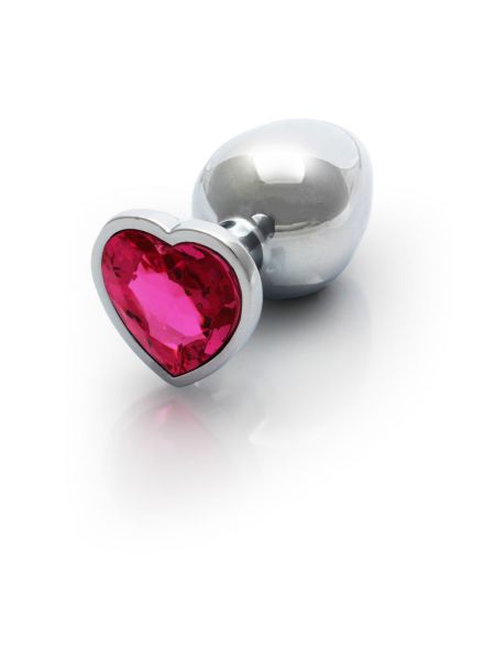 Металлическая анальная пробка  Heart Gem, размер M  цвет: серебристый/розовый  Ouch! (Нидерланды)