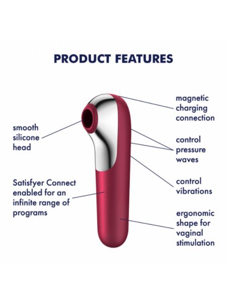 Вакуумный стимулятор и вибратор Dual Love, двухсторонний цвет: красный Satisfyer (Германия)