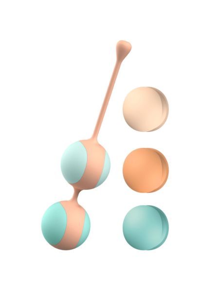 Вагінальні кульки Liebe Kewos — Peach/Mint, 5 кульок у комплекті, 15, 25, 35, 45 та 55 г