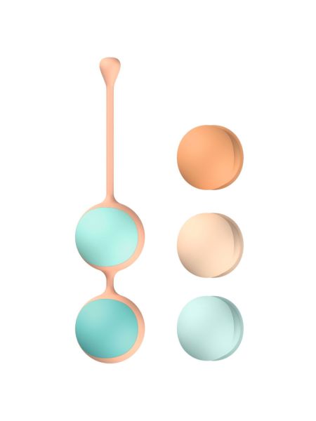 Вагінальні кульки Liebe Kewos — Peach/Mint, 5 кульок у комплекті, 15, 25, 35, 45 та 55 г