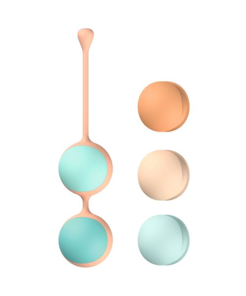 Вагінальні кульки Liebe Kewos — Peach/Mint, 5 кульок у комплекті, 15, 25, 35, 45 та 55 г