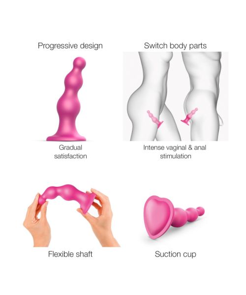 Насадка для страпона Strap-On-Me Dildo Plug Beads Framboise Metallic S
