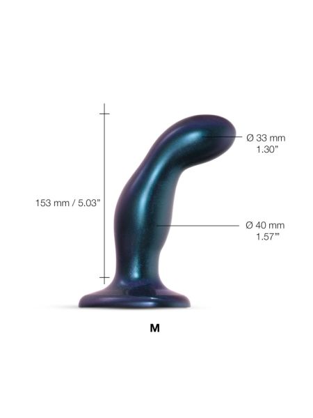 Дилдо Strap-On-Me DILDO PLUG SNAKY METALLIC BLUE, розмір M, діаметр 4 см, ввідна довжина 15,3 см